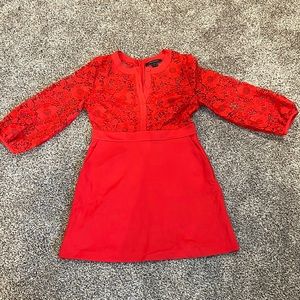 Red lace mini dress